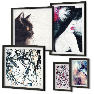 Wanddecoratie compositie Stijlvolle abstracte portretten