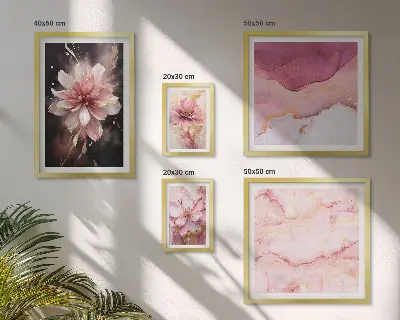 Schilderijenset met bloemen roze bloemmotieven