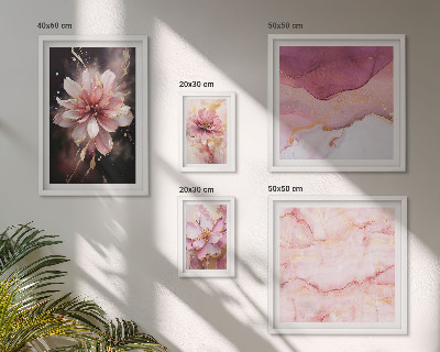 Moderne schilderijen set Roze bloemstukken