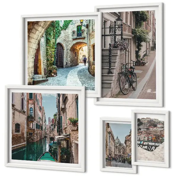 Gallery wall Sfeervolle straatjes met fietsen