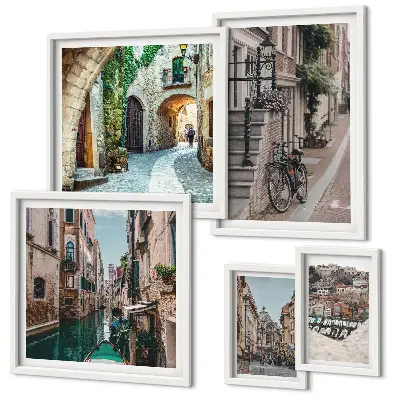 Gallery wall Sfeervolle straatjes met fietsen