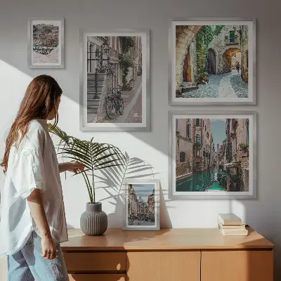 Gallery wall Sfeervolle straatjes met fietsen