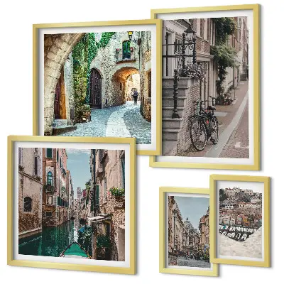 Gallery wall Sfeervolle straatjes met fietsen