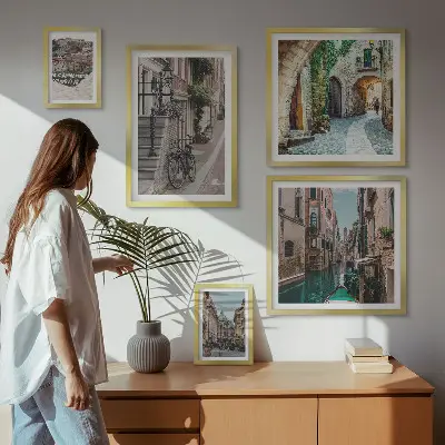 Gallery wall Sfeervolle straatjes met fietsen