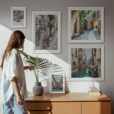 Gallery wall Sfeervolle straatjes met fietsen