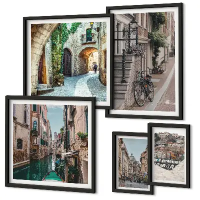 Gallery wall Sfeervolle straatjes met fietsen