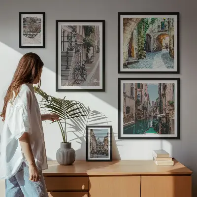 Gallery wall Sfeervolle straatjes met fietsen