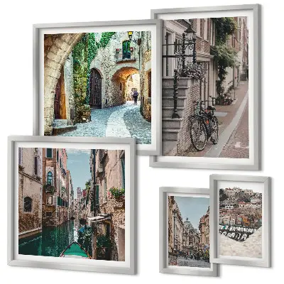 Gallery wall Sfeervolle straatjes met fietsen