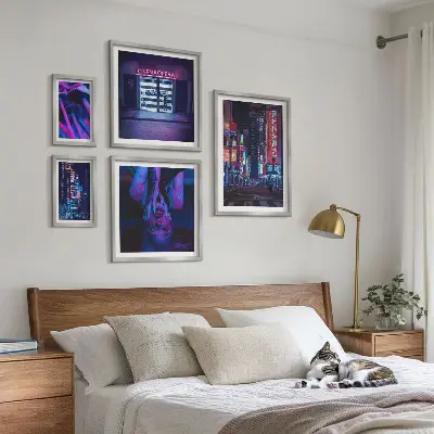 Wanddecoratie compositie Neon nachtelijke stadsgezichten