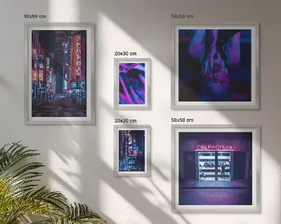 Wanddecoratie compositie Neon nachtelijke stadsgezichten