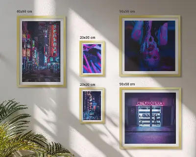 Wanddecoratie compositie Neon nachtelijke stadsgezichten