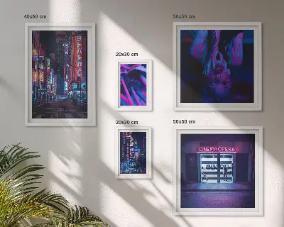 Wanddecoratie compositie Neon nachtelijke stadsgezichten