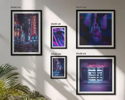 Wanddecoratie compositie Neon nachtelijke stadsgezichten