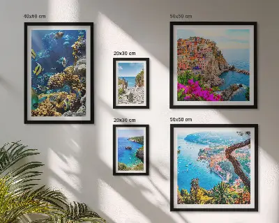 Gallery wall met kustlandschappen, vissen en stranden