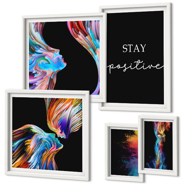 Gallery wall Kleurrijke positieve abstracties