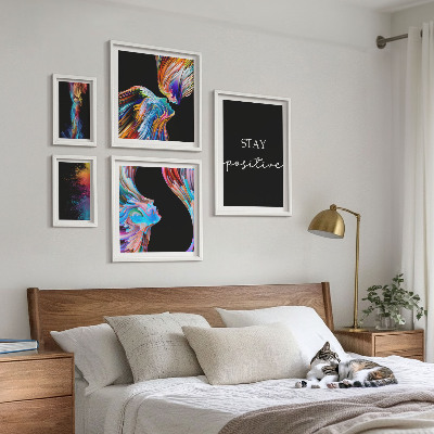 Gallery wall Kleurrijke positieve abstracties