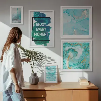 Wanddecoratie compositie met abstracte opschriften