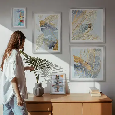 Moderne schilderijen set met plantmotieven