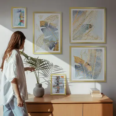 Moderne schilderijen set met plantmotieven