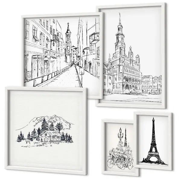 Gallery wall Stijlvolle architectuurillustraties