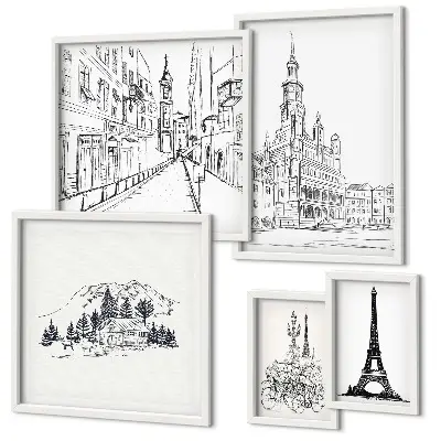 Gallery wall Stijlvolle architectuurillustraties
