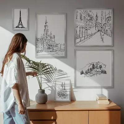 Gallery wall Stijlvolle architectuurillustraties