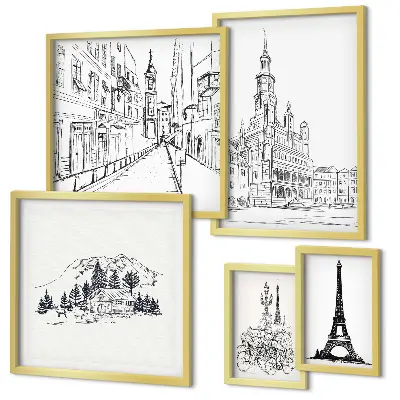 Gallery wall Stijlvolle architectuurillustraties
