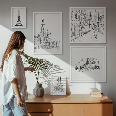 Gallery wall Stijlvolle architectuurillustraties