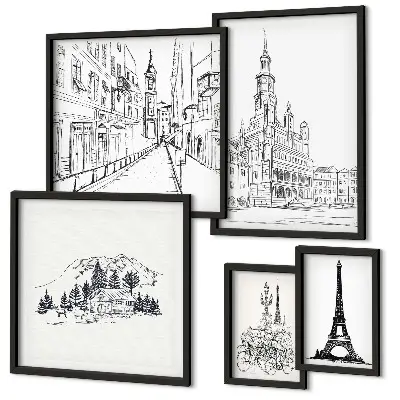 Gallery wall Stijlvolle architectuurillustraties