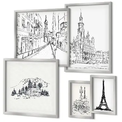 Gallery wall Stijlvolle architectuurillustraties