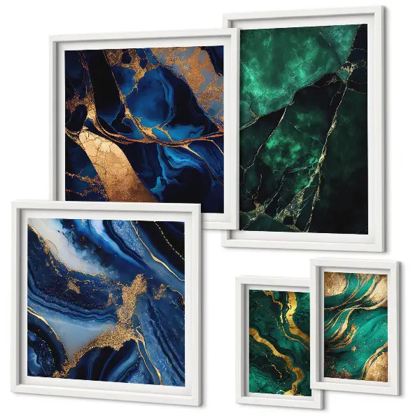 Gallery wall Elegante abstracties met groen.