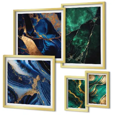 Gallery wall Elegante abstracties met groen.