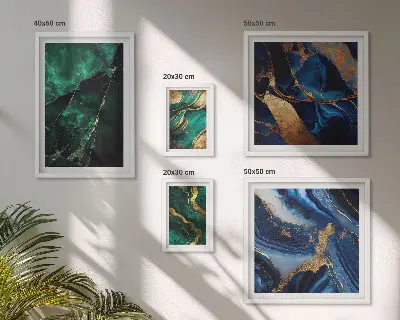 Gallery wall Elegante abstracties met groen.