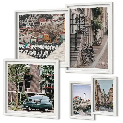 Wanddecoratie compositie Charmante fietsstraten
