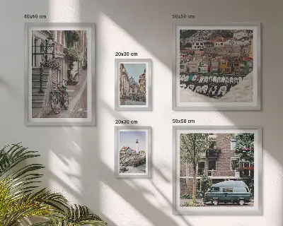 Wanddecoratie compositie Charmante fietsstraten