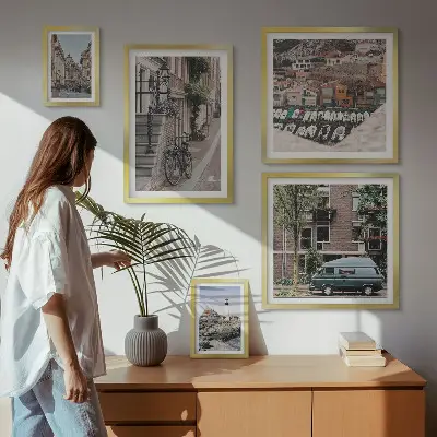 Wanddecoratie compositie Charmante fietsstraten