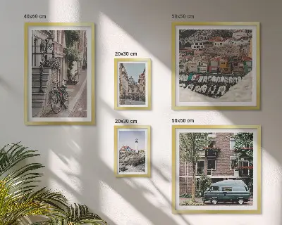 Wanddecoratie compositie Charmante fietsstraten