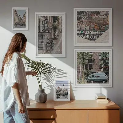 Wanddecoratie compositie Charmante fietsstraten