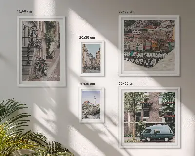 Wanddecoratie compositie Charmante fietsstraten