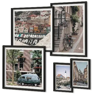 Wanddecoratie compositie Charmante fietsstraten