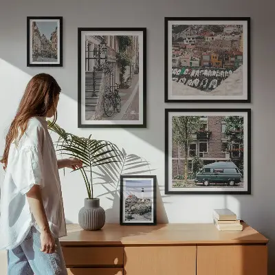 Wanddecoratie compositie Charmante fietsstraten