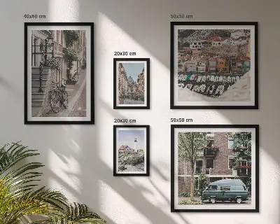 Wanddecoratie compositie Charmante fietsstraten