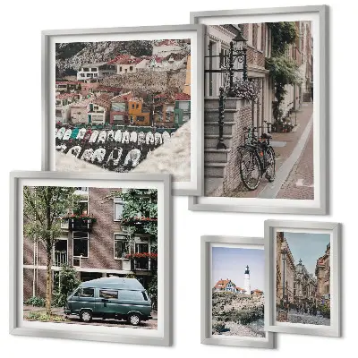 Wanddecoratie compositie Charmante fietsstraten