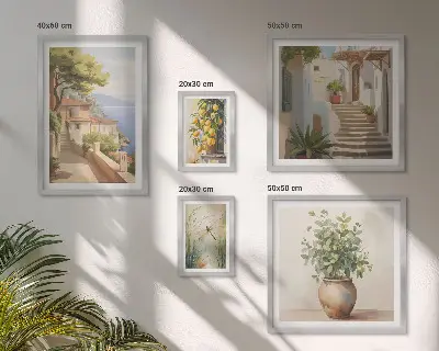 Wanddecoratie compositie stijlvolle uitzichten op kustplaatsen