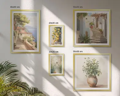 Wanddecoratie compositie stijlvolle uitzichten op kustplaatsen