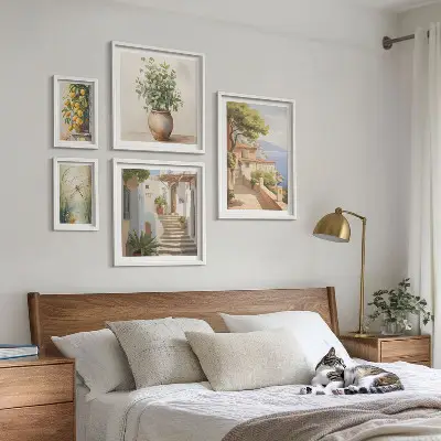 Wanddecoratie compositie stijlvolle uitzichten op kustplaatsen