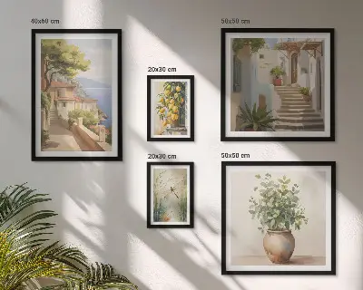 Wanddecoratie compositie stijlvolle uitzichten op kustplaatsen