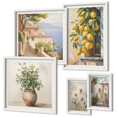 Gallery wall Citrusaccenten in mediterrane stijl