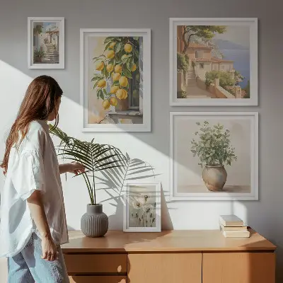 Gallery wall met mediterrane citrusaccenten