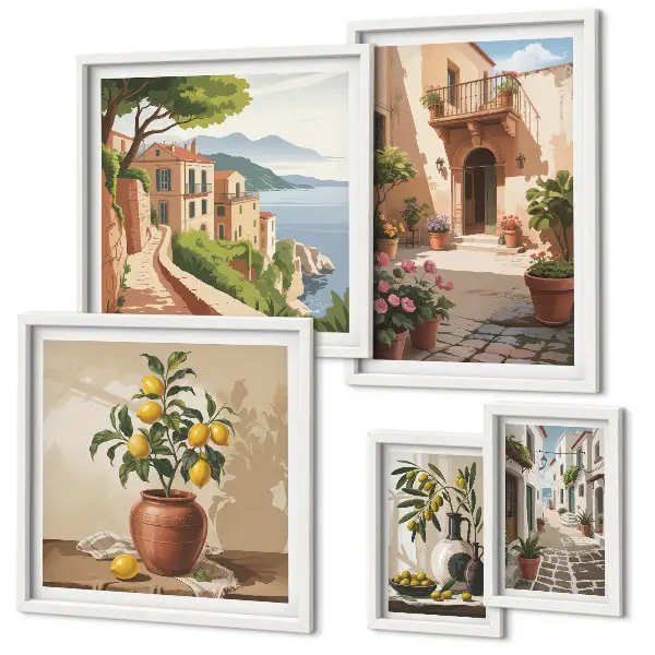 Wanddecoratie compositie Straatbloemen in mediterrane stijl